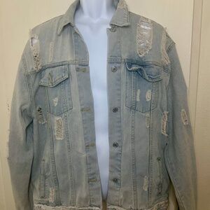 Boohoo Distressed Oversized Denim Jacket